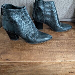 Zara Black Snakeskin Ankle Booties